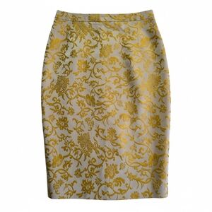 BANANA REPUBLIC • Chic Gold Silk Brocade Pencil Skirt Size "0" 100% Silk